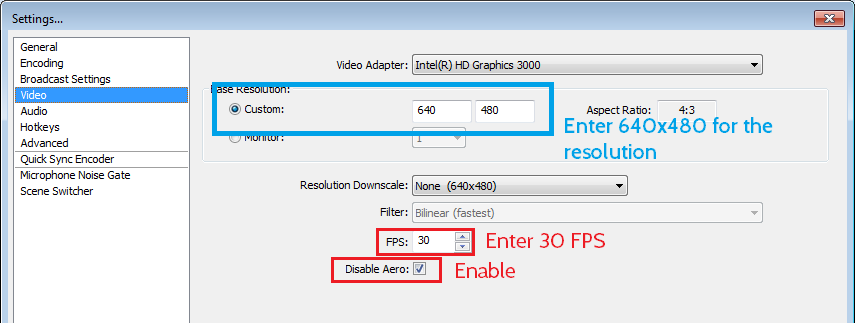 OBS: Video Settings