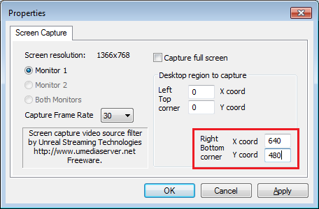 OBS: UScreenCapture settings